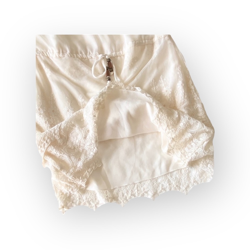 new Chaser ✶ Vintage Inspired Mesh + Lace Off Shouder Mini Dress ✶ Alabaster ✶ - Picture 8 of 16